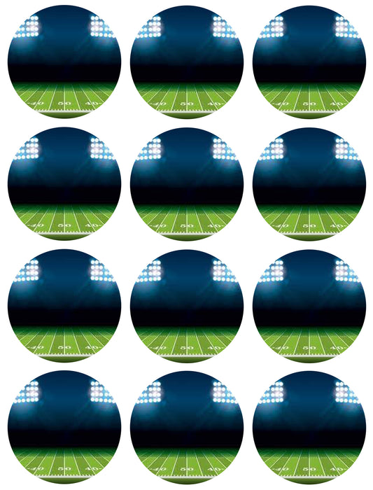 Football Stadium with Spotlights Edible Cupcake Topper Images ABPID55943