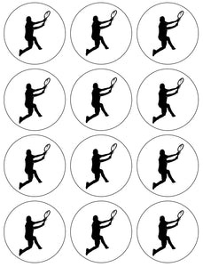 Tennis Sport Action Silhouette Edible Cupcake Topper Images ABPID55944