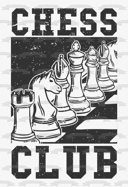 Vintage Chess Club Chess Board White Set Edible Cake Topper Image ABPID55952