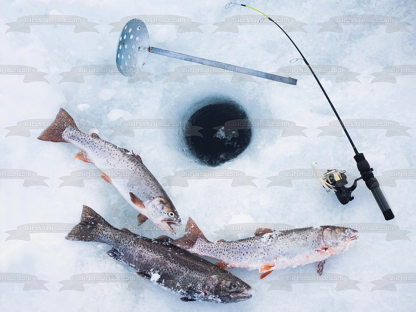 edible fishing pole Ice Fishing Hobby Fish Frozen Lake Fishing Rod Edible Cake Topper Imag – A Birthday Place