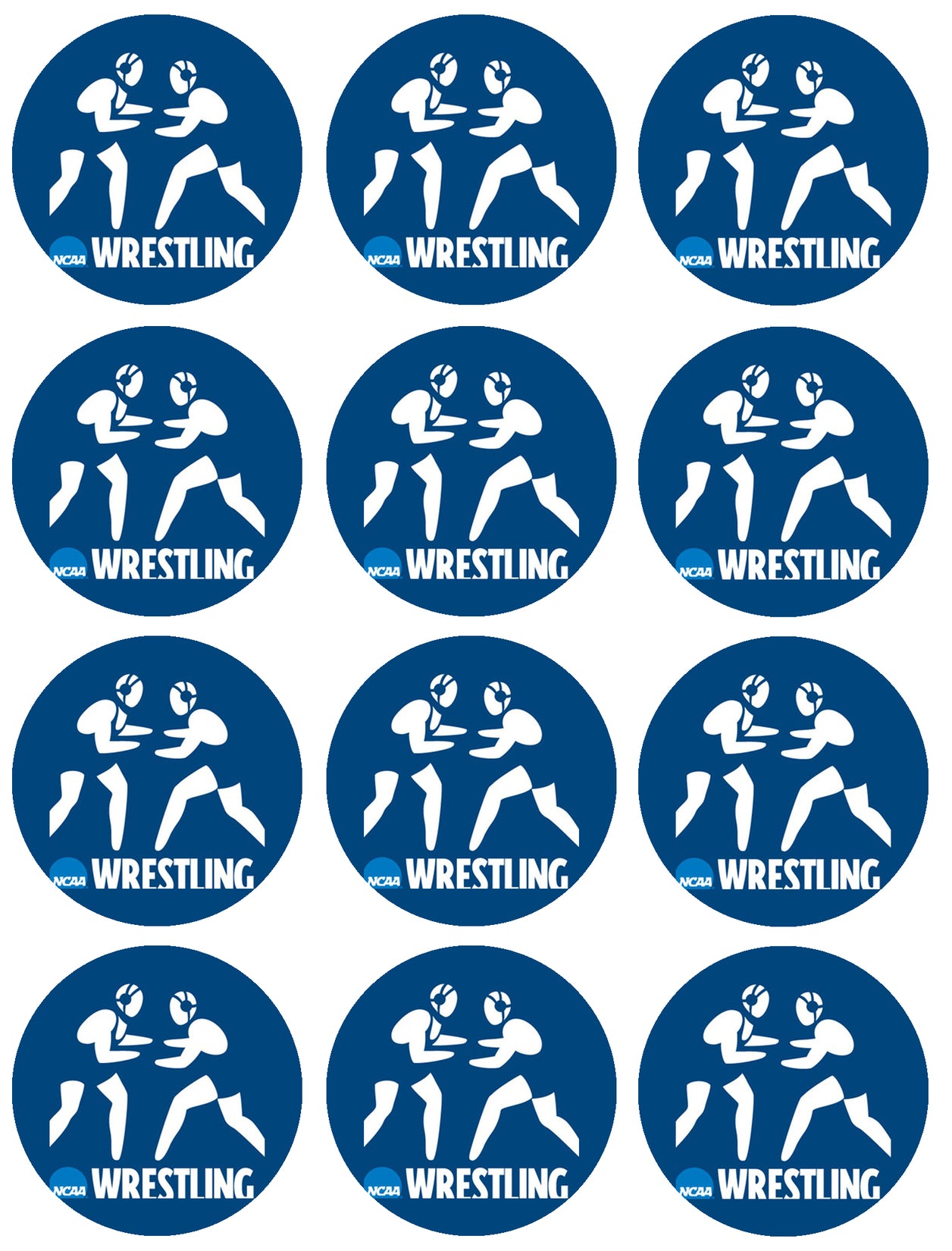 NCAA Wrestling Logo and Silhouettes Edible Cupcake Topper Images ABPID55985
