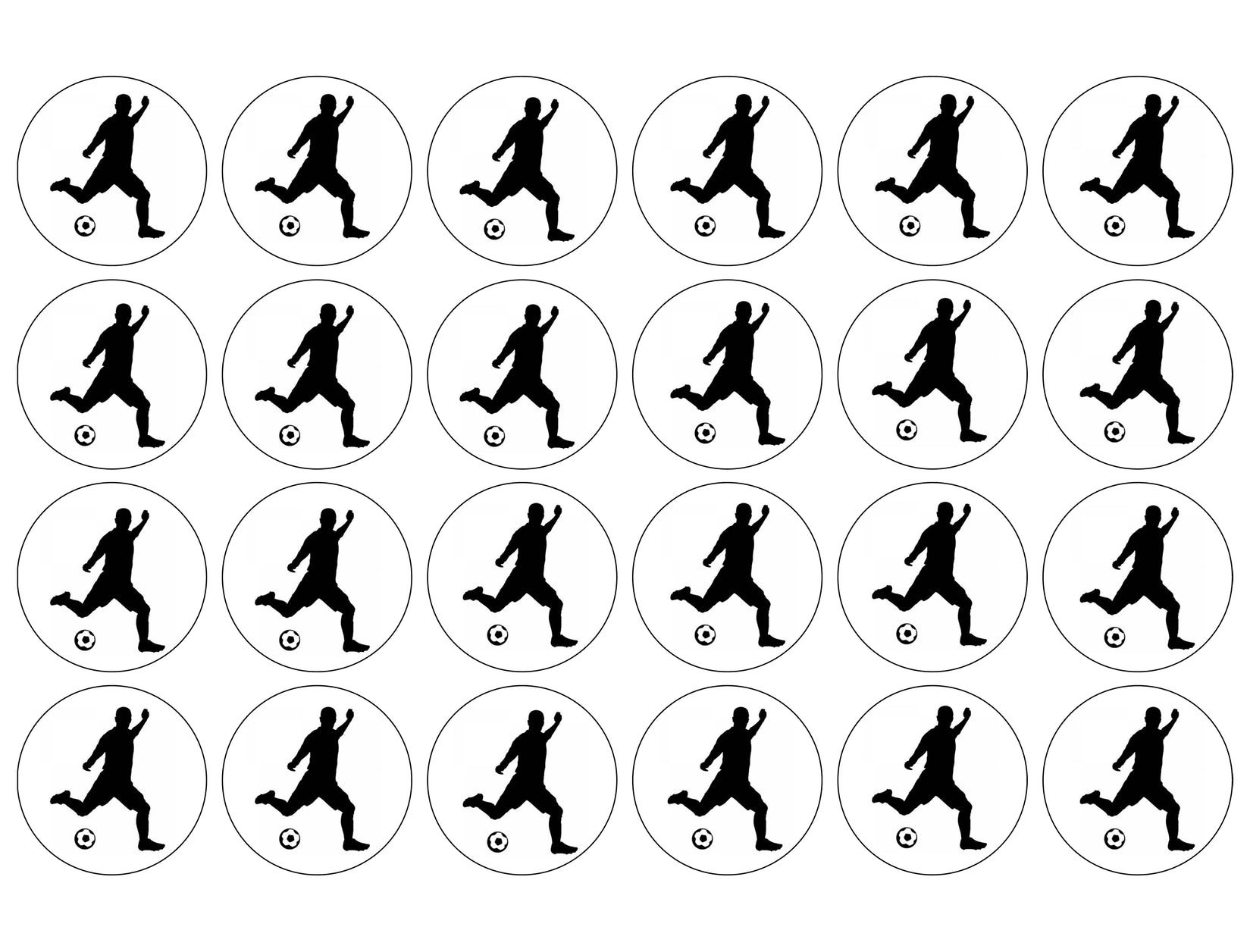 Soccer Kick Silhouette and Soccer Ball Edible Cupcake Topper Images ABPID55989