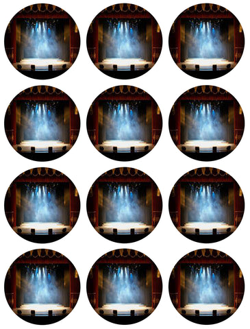 Empty Theater Performance Spotlights Edible Cupcake Topper Images ABPID56011