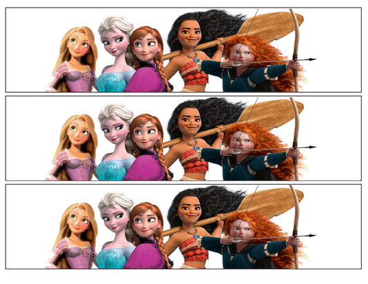 Disney Princess Moana Anna Elsa Merida Rapunzel Edible Cake Topper Image Strips ABPID56043