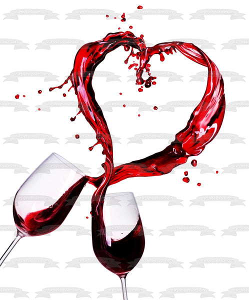 Red Wine In Glasses Edible Cake Topper Image ABPID56141