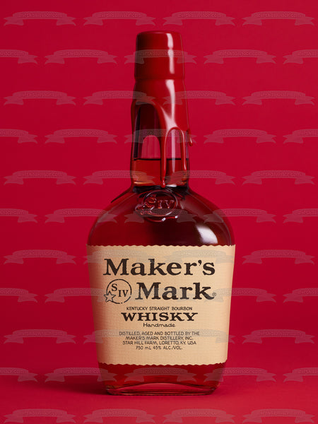 Maker's Mark Whisky Bottle Edible Cake Topper Image ABPID56167