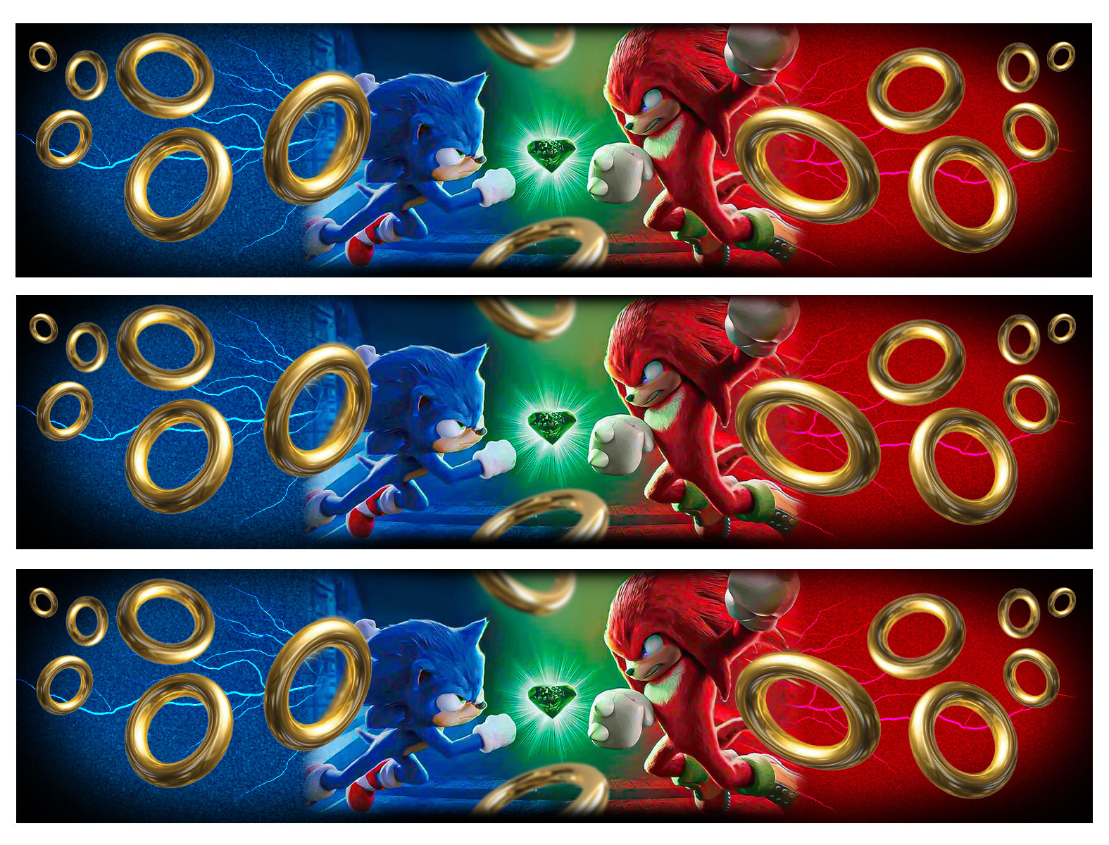 Sonic the Hedgehog 2 Knuckles the Echinada Gold Rings Edible Cake Topper Image Strips ABPID56288
