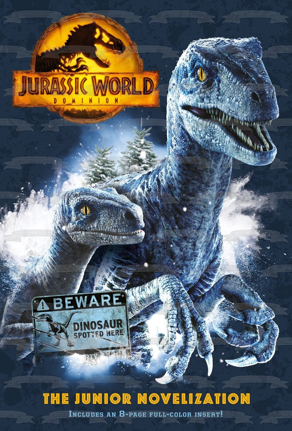 Jurassic World: Dominion Movie Poster with Dinosaurs Edible Cake Topper Image ABPID56385
