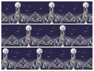 Castle and Forest Full Moon Fantasy Dnd Edible Cake Topper Image Strips ABPID56471
