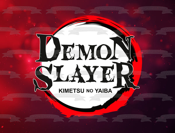 Personalized Demon Slayer: Kimetsu No Yaiba Logo Edible Cake Topper Image ABPID56532