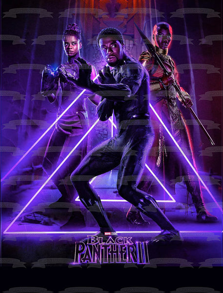 Black Panther 2 Shuri Okoye T'Challa Retro Triangle Poster Edible Cake Topper Image ABPID56566