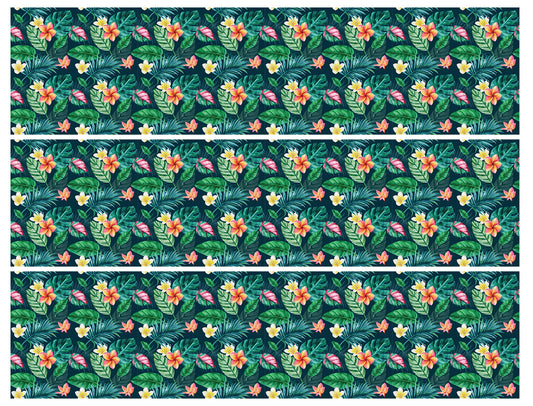 Tropical Leaves and Flowers Pattern Edible Cake Topper Image Strips ABPID56661