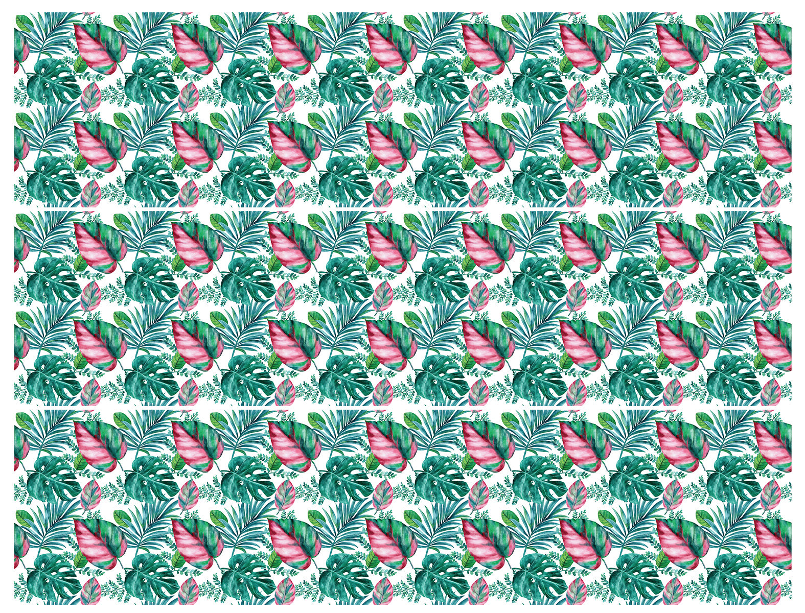 Tropical Leaves Pink and Green Pattern Edible Cake Topper Image Strips ABPID56662