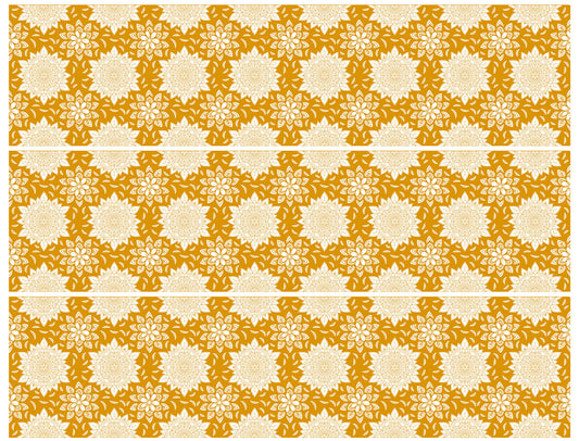 Mandala Art Yellow Pattern Edible Cake Topper Image Strips ABPID56666