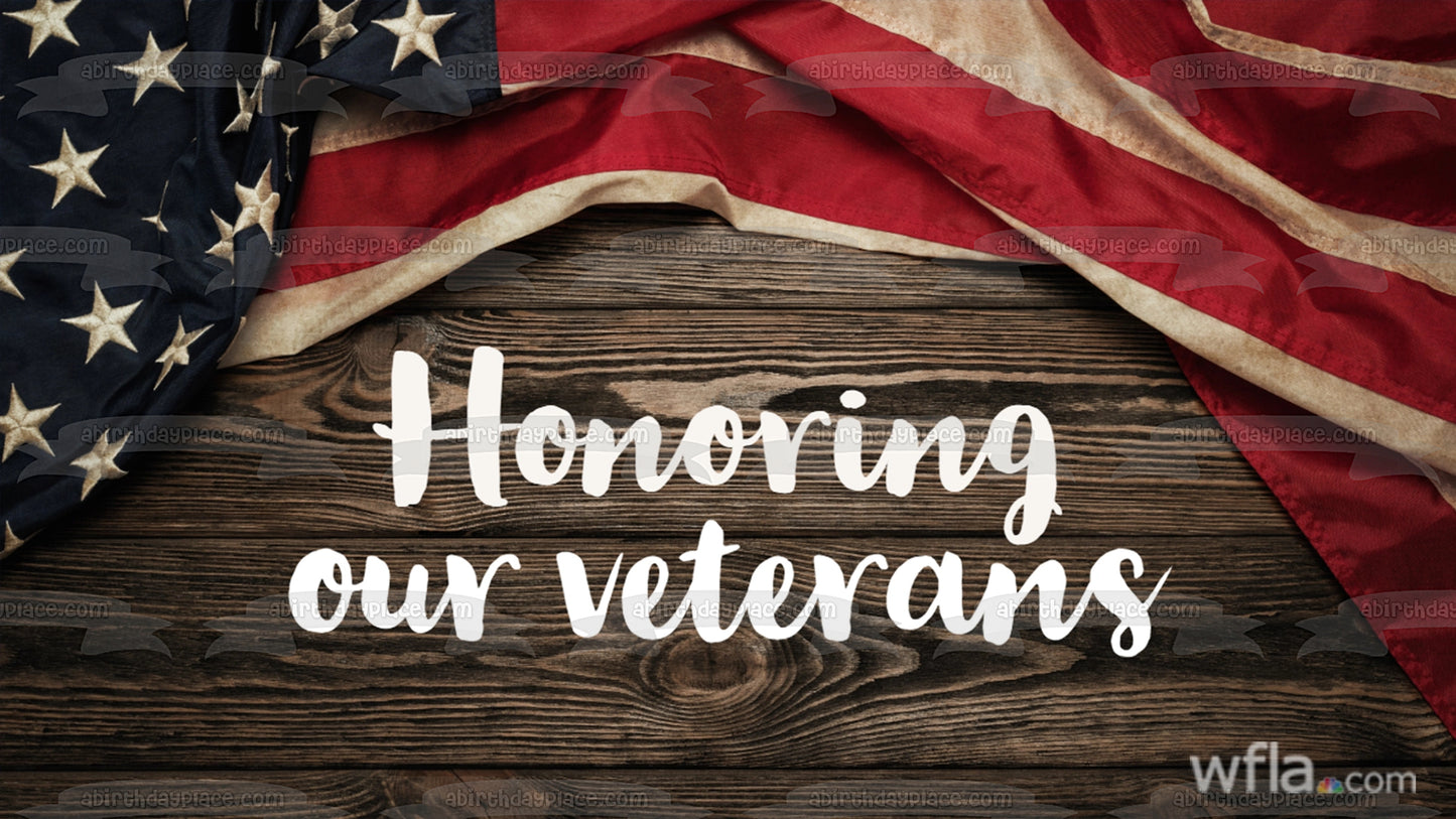 Honoring Our Veterans with the American Flag Edible Cake Topper Image ABPID56764