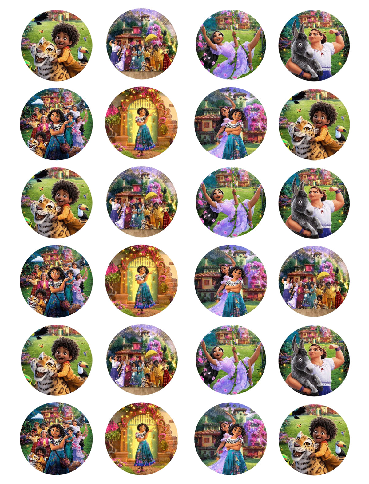 Encanto Assorted Characters and Scenes Mirabel Bruno Isabela Luna Delores Edible Cupcake Topper Images ABPID56773