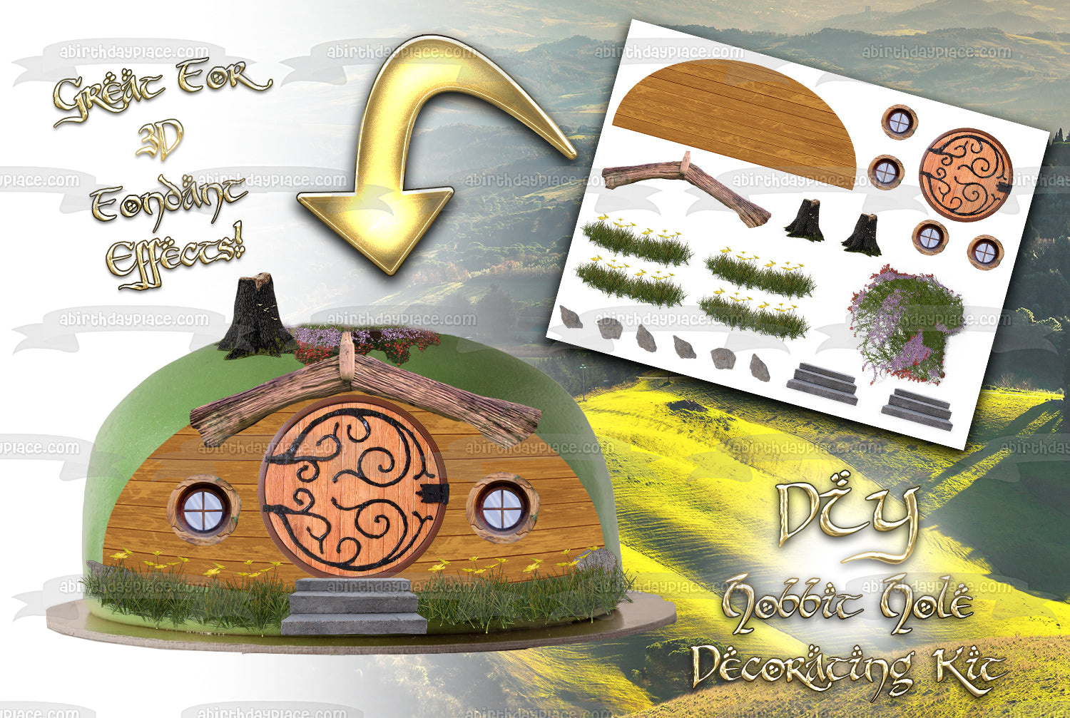 Hobbit Hole Decorating Kit Edible Cake Topper Image ABPID56780 – A Birthday  Place