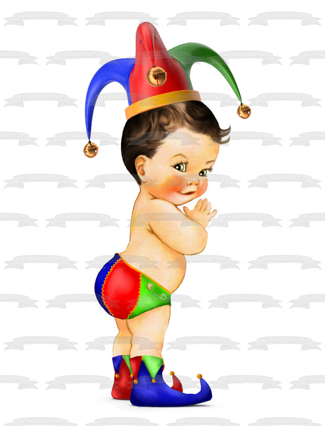 Jester Baby Boy Edible Cake Topper Image ABPID56813