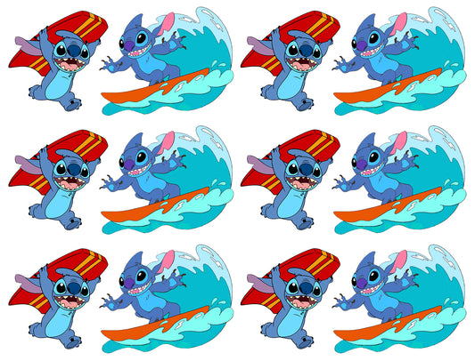 Lilo and Stitch Stitch Surfing Edible Cake Topper Image Strips ABPID56814