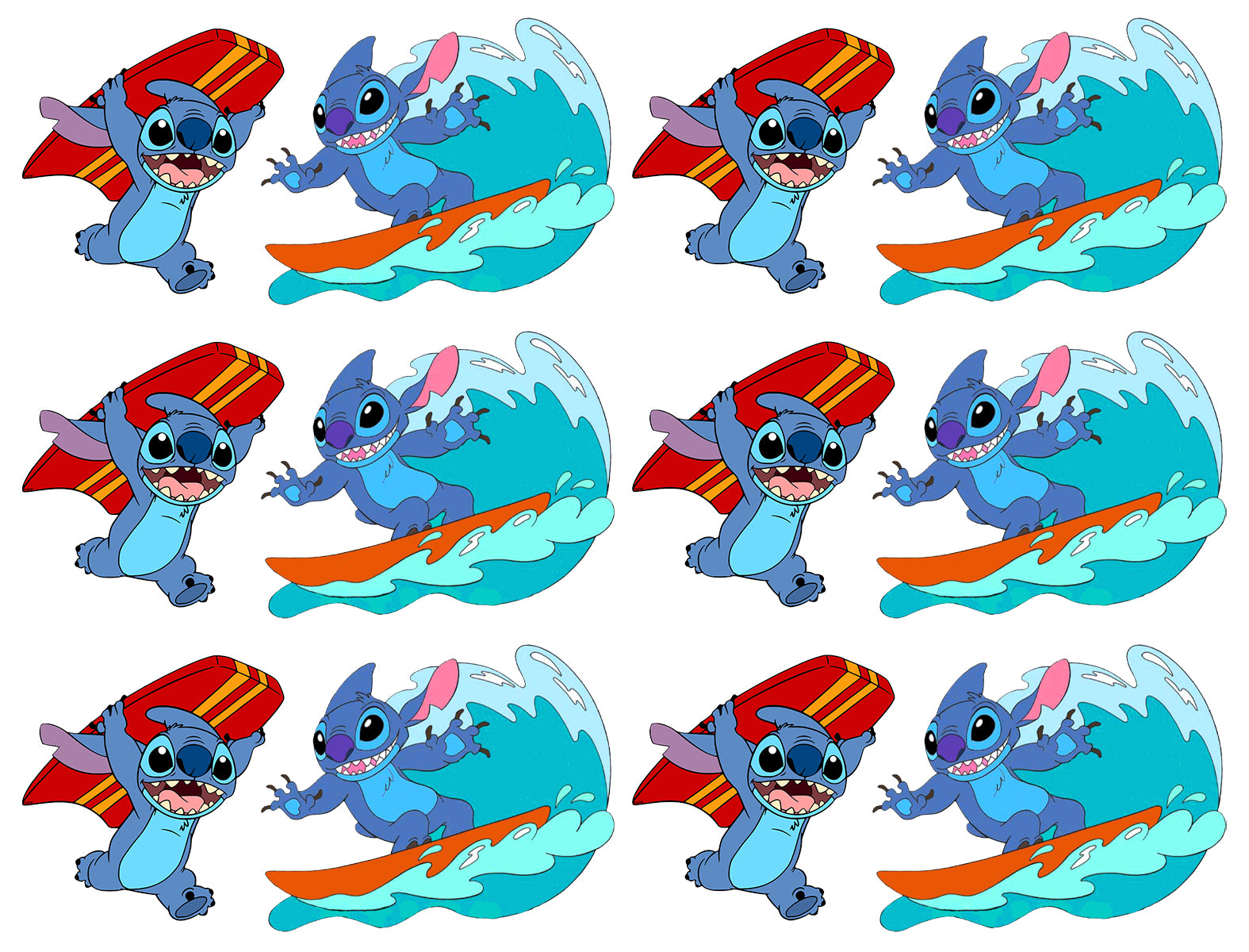 Lilo and Stitch Stitch Surfing Edible Cake Topper Image Strips ABPID56814