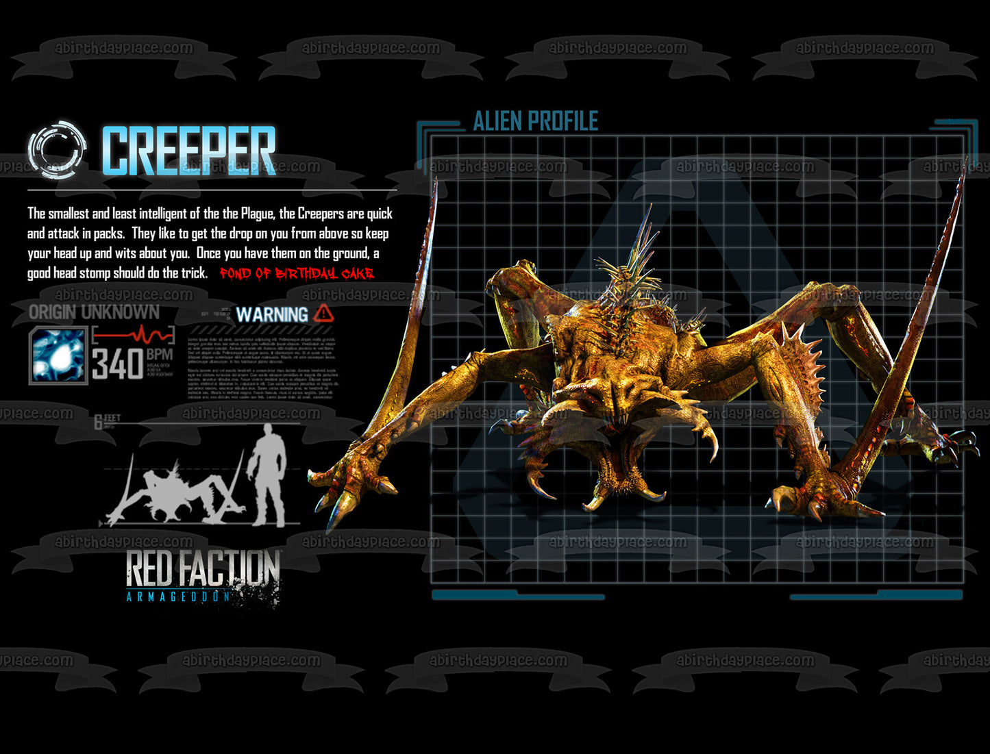 Red Faction Creeper Les gusta el pastel Imagen de decoración comestible para pastel ABPID56818 