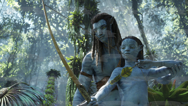 Avatar: The Way of Water Lo'ak and  Tuktirey Hunting Edible Cake Topper Image ABPID56829