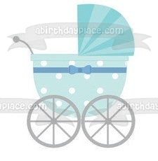 Blue Baby Stroller Edible Cake Topper Image ABPID56841