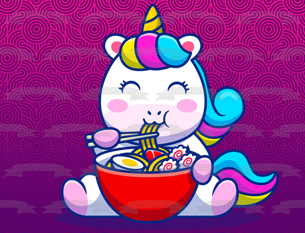 Magical Noodlecorn Unicorn Ramen Noodle Oriental Anime Manga Illustration Edible Cake Topper Image ABPID56851