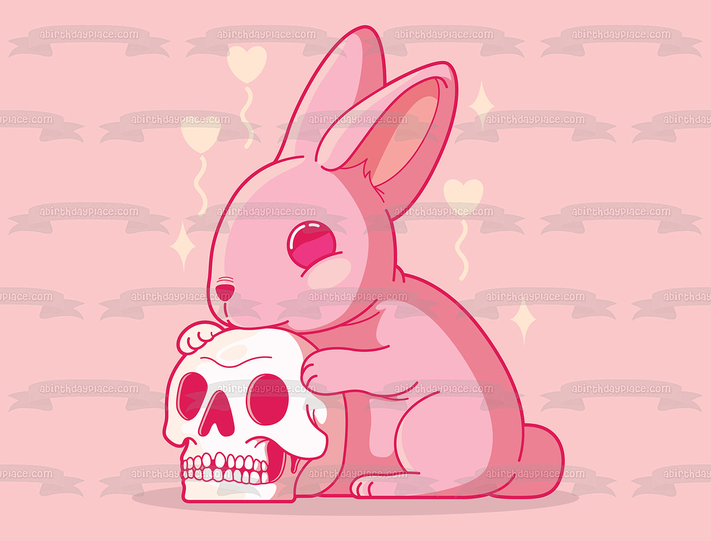 Cute but Dangerous Bunny Rabbit Skull Gothic Punk Lolita Edible Cake Topper Image ABPID56857