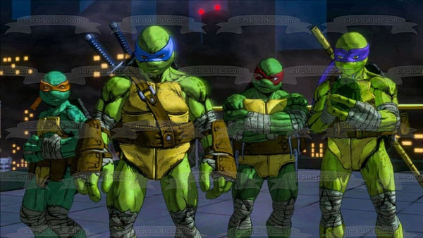 Teenage Mutant Ninja Turtles: Mutant Mayhem Leonardo Donatello Raphael and Michelangelo Edible Cake Topper Image ABPID56901