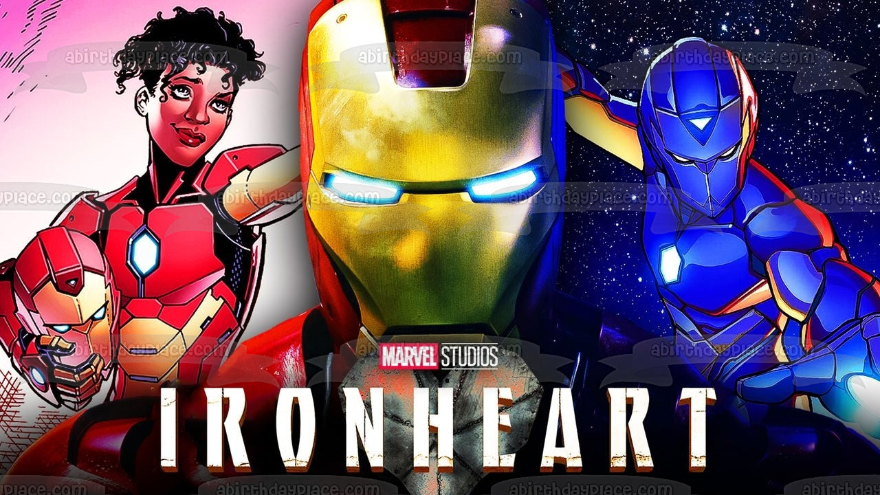 Iron Heart with Assorted Characters Edible Cake Topper Image ABPID56926