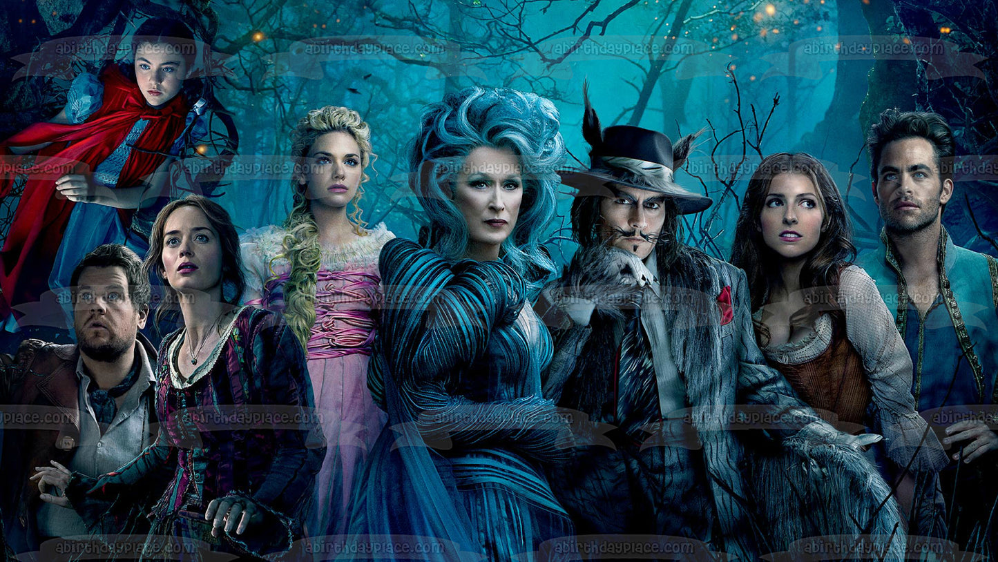 Póster de la película Into the Woods, la bruja, la esposa del panadero y el lobo feroz, decoración comestible para tarta, imagen ABPID56989 