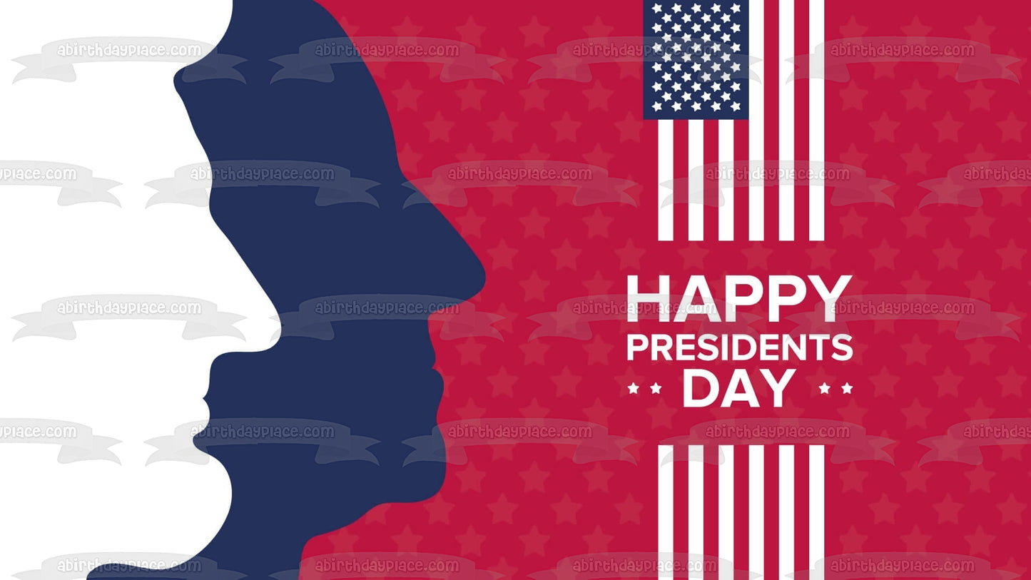 Happy President's Day American Flag Edible Cake Topper Image ABPID57023