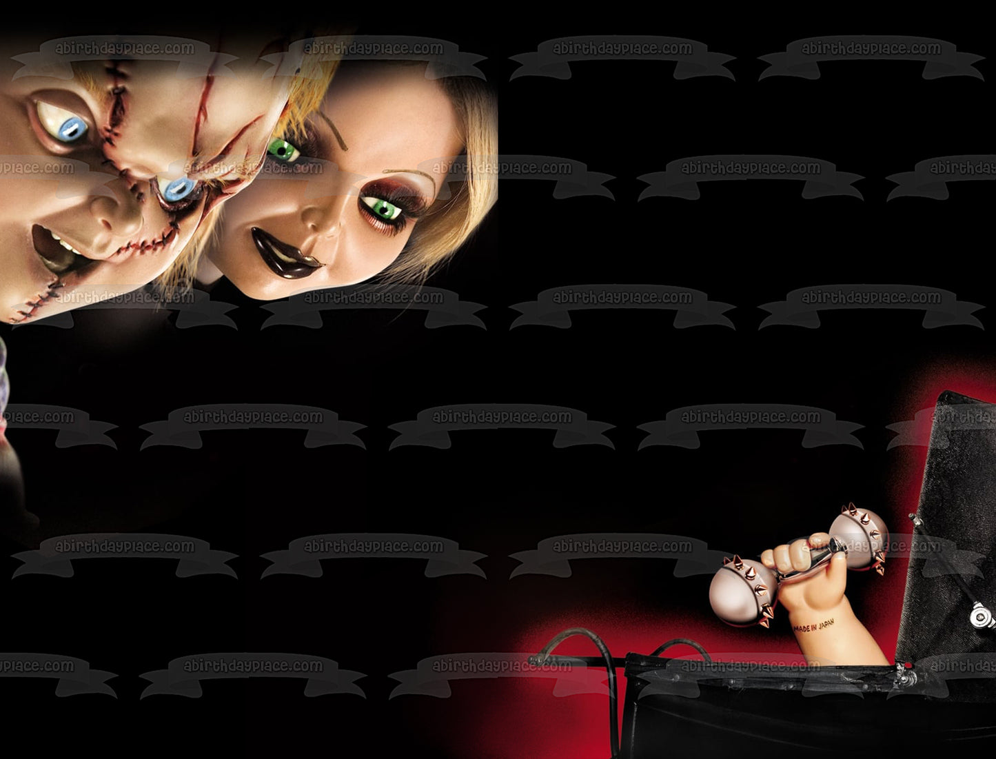 Seed of Chucky Gender Reveal Chucky Tiffany and Glen Edible Cake Topper Image ABPID57036