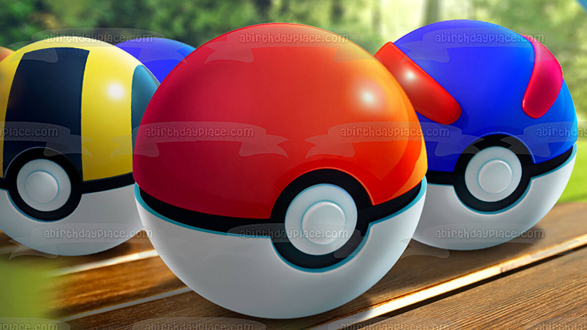 Pokemon Poke Balls Ultra Ball and Great Ball Edible Cake Topper Image ABPID57128