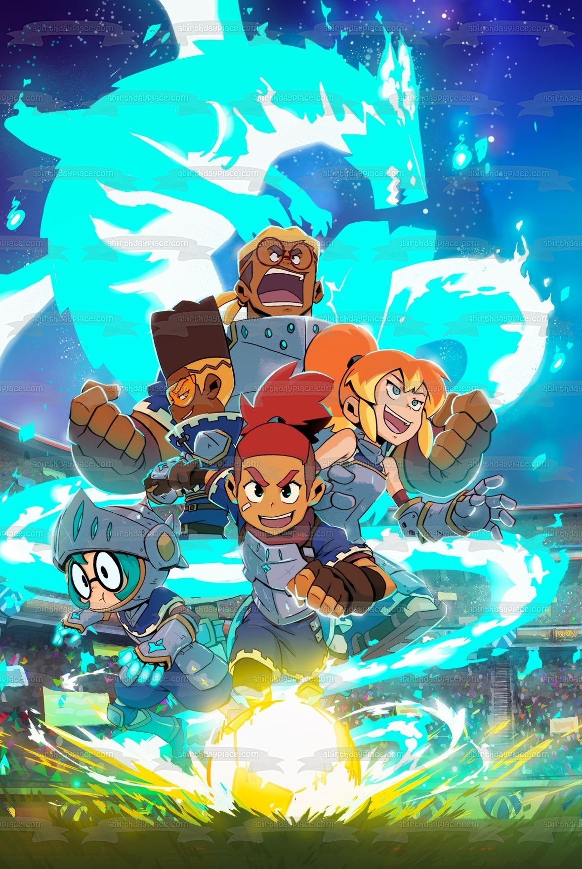 Imagen de decoración comestible para tarta con personajes variados de Dragon Striker ABPID57181 