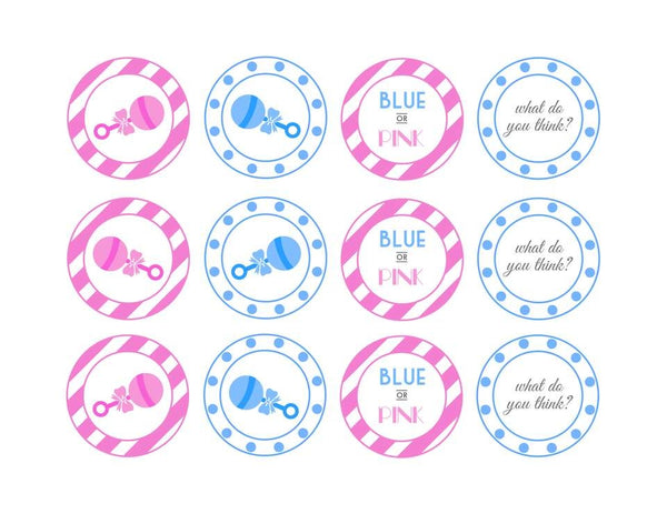 Gender Reveal Blue or Pink What Do You Think Rattles Edible Cupcake To ...