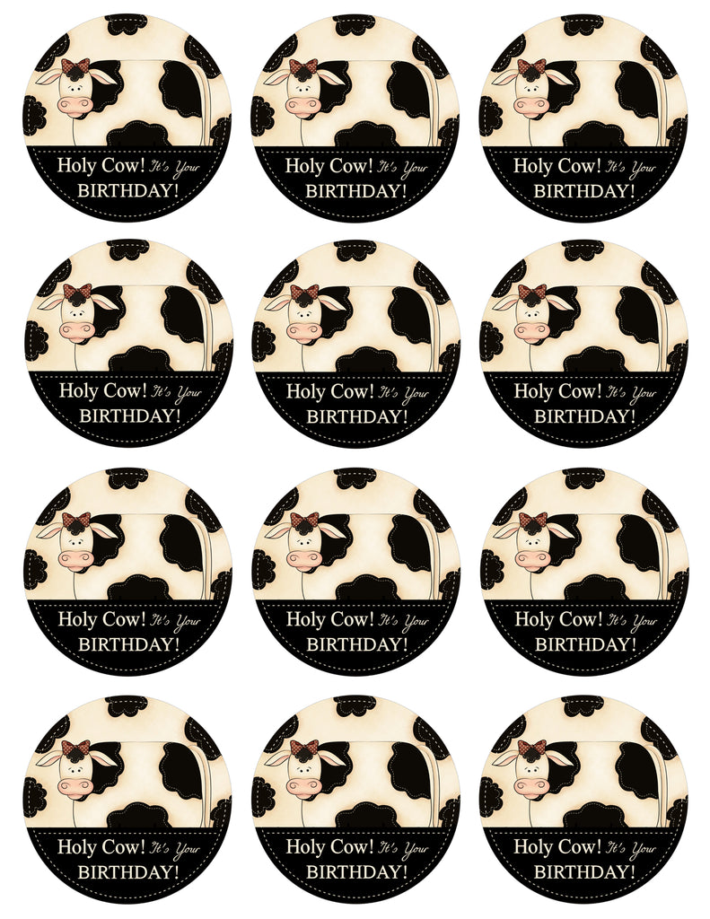 Holy Cow It's Your Birthday! Edible Cupcake Topper Images