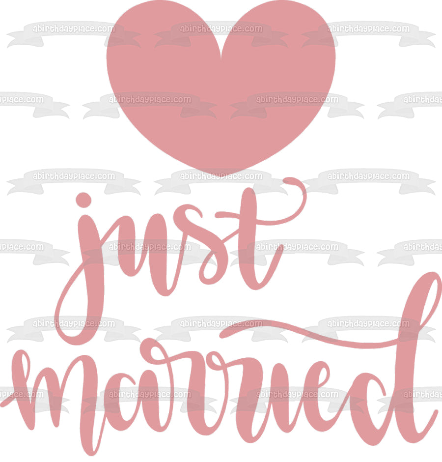 Decoración comestible para tarta con corazón rosa grande, recién casados, día de la boda, imagen ABPID57223 