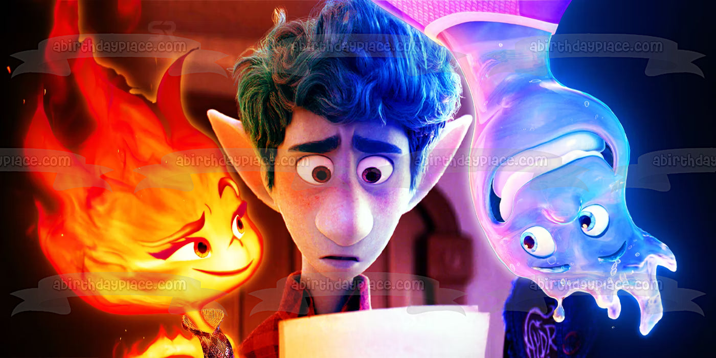 Imagen de decoración comestible para tarta elemental Wade Ripple y Ember Lumen ABPID57385 