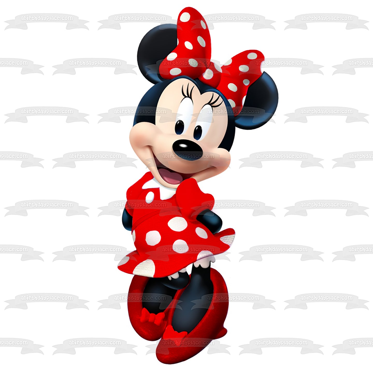 Minnie Mouse Hands Behind Her Back Edible Cake Topper Image ABPID57434