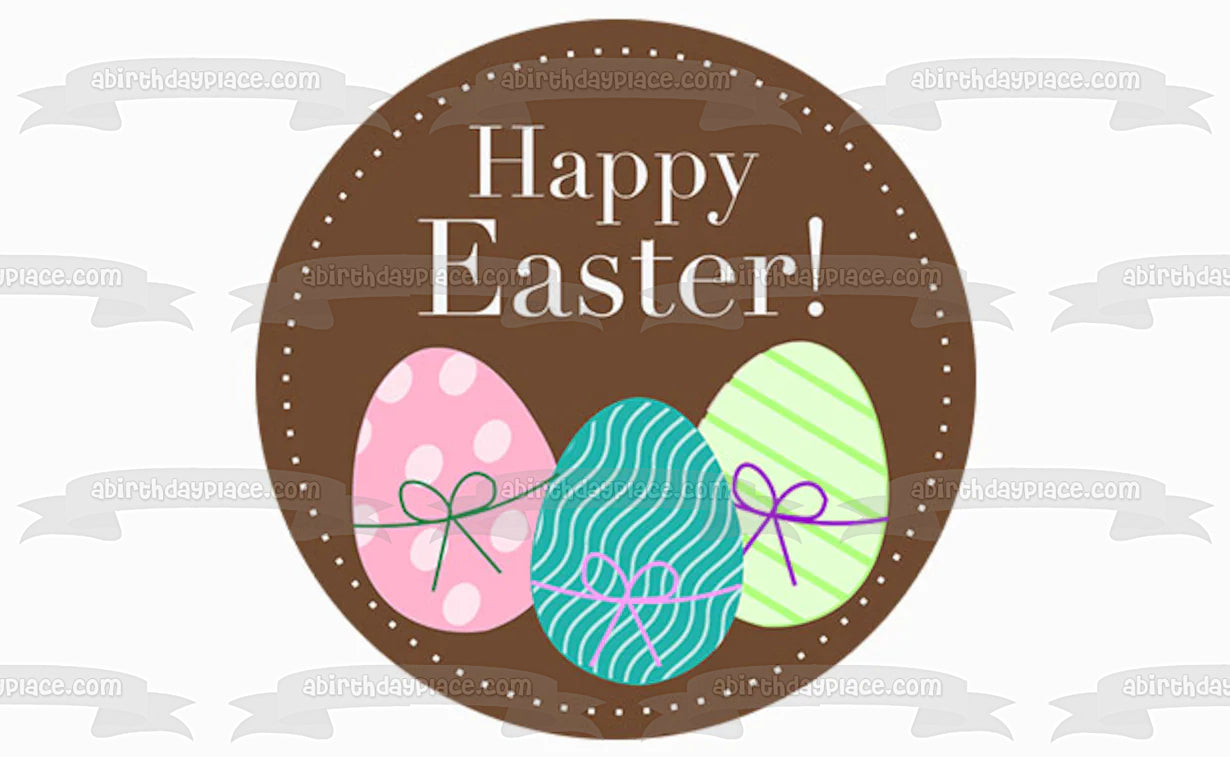 Happy Easter Colorful Easter Eggs Edible Cake Topper Image ABPID57460