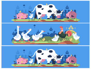 Farm Animals Cow Pig Goose and a Chicken Edible Cake Topper Image Strips ABPID57502