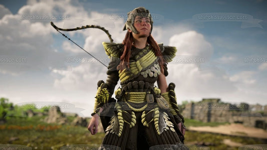 Horizon Forbidden West: Burning Shores Aloy - Adorno comestible para tarta, imagen ABPID57552 