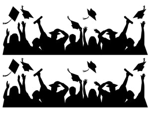 Graduation Grads Hat Toss Silhouettes Edible Cake Topper Image Strips ABPID57651