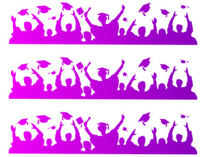Hats Off Graduation Pink and Purple Strips Edible Cake Topper Image Strips ABPID57659