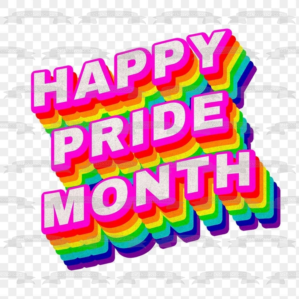 Happy Pride Month Edible Cake Topper Image ABPID57679