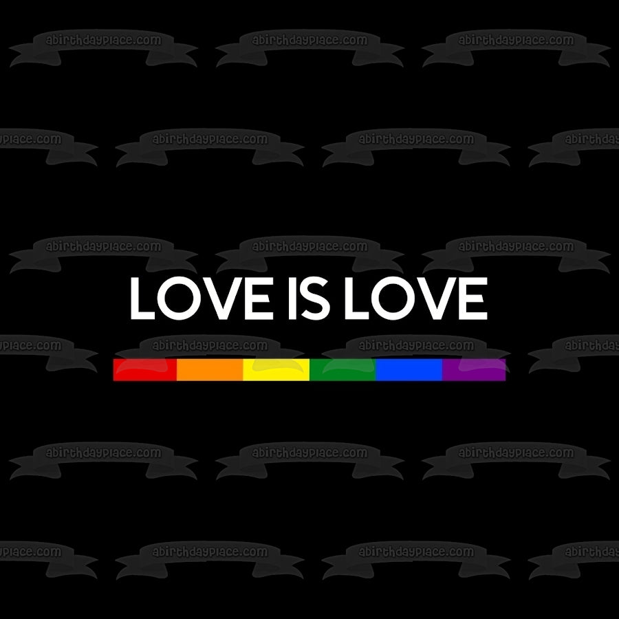 Imagen de decoración comestible para tarta con el Mes del Orgullo feliz del amor es amor ABPID57681 