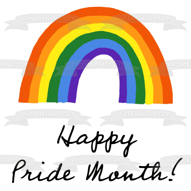 Happy Pride Month Rainbow Edible Cake Topper Image ABPID57682
