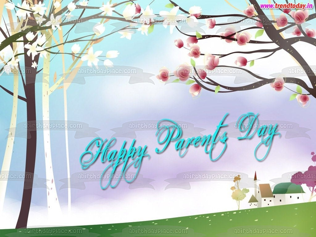 Happy Parent's Day Trees Edible Cake Topper Image ABPID57698